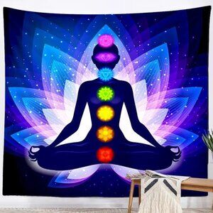 Indian Buddha Statue Meditation 7 Chakra Tapestry – Wall Hanging 29.5 x  22.8 in
